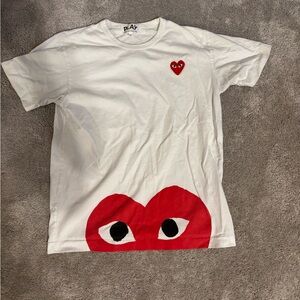 Comme des Garcons Kids White Tee with Red Heart Design